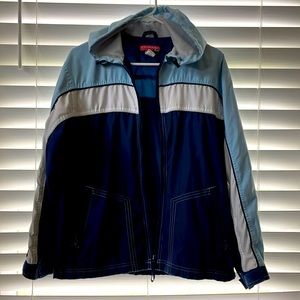Blue White Rain Jacket Woman